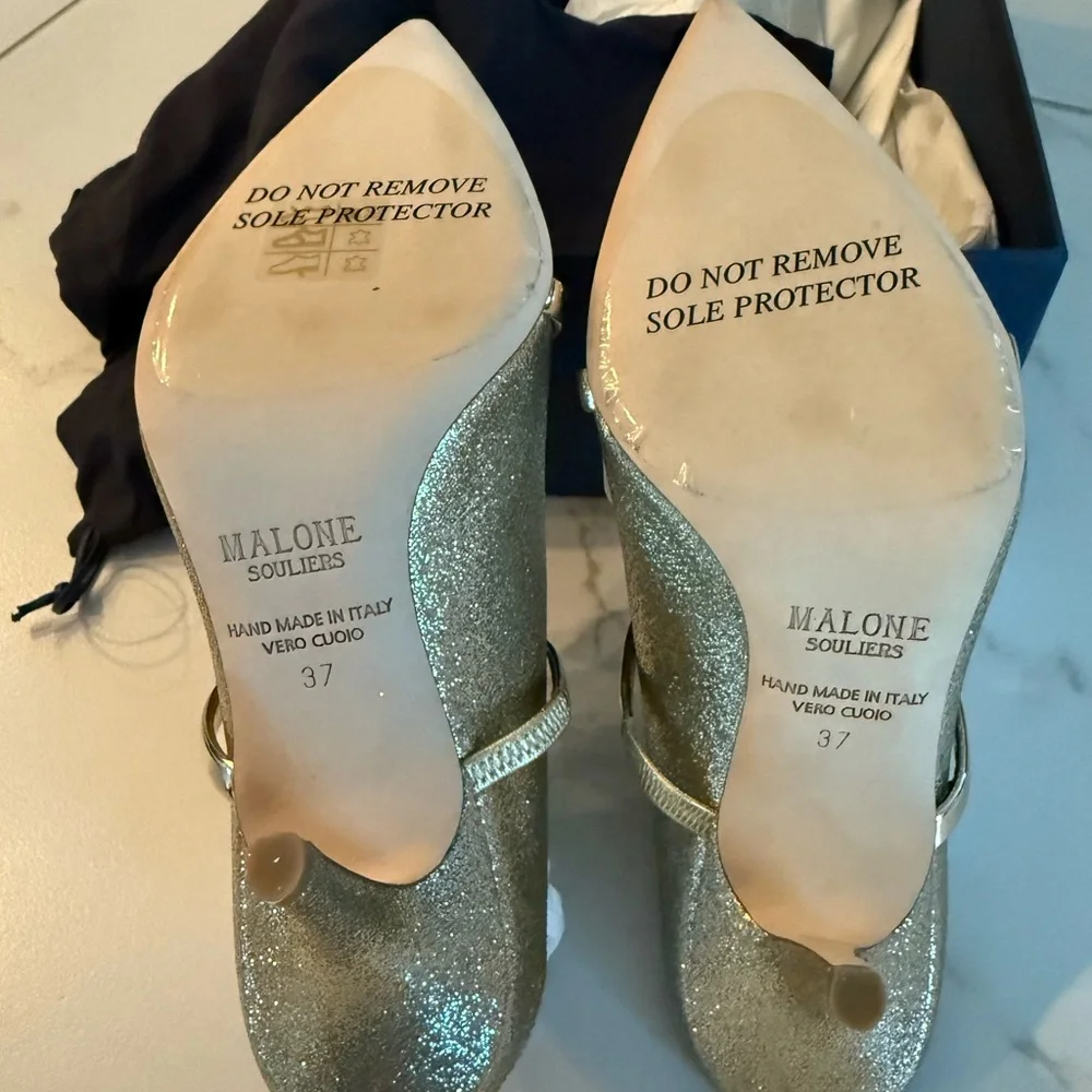 NIB Malone Souliers Glitter and Mirror Leather Shoes - Picture 7 of 10